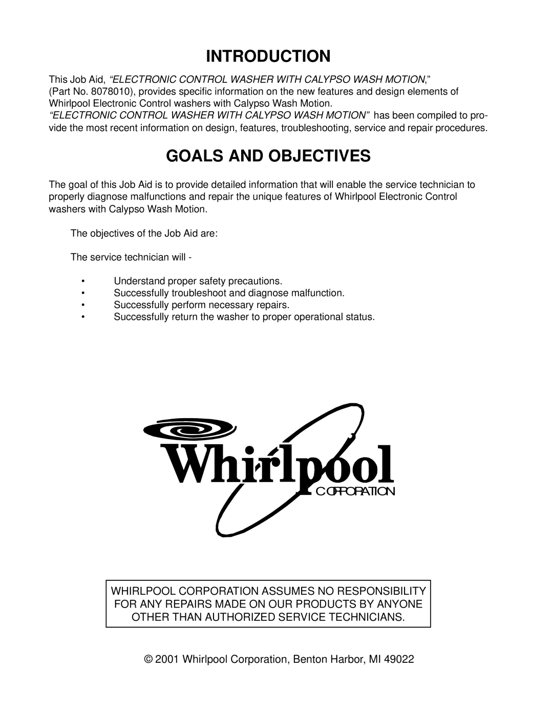 Whirlpool GVW9959K-0 manual Introduction 