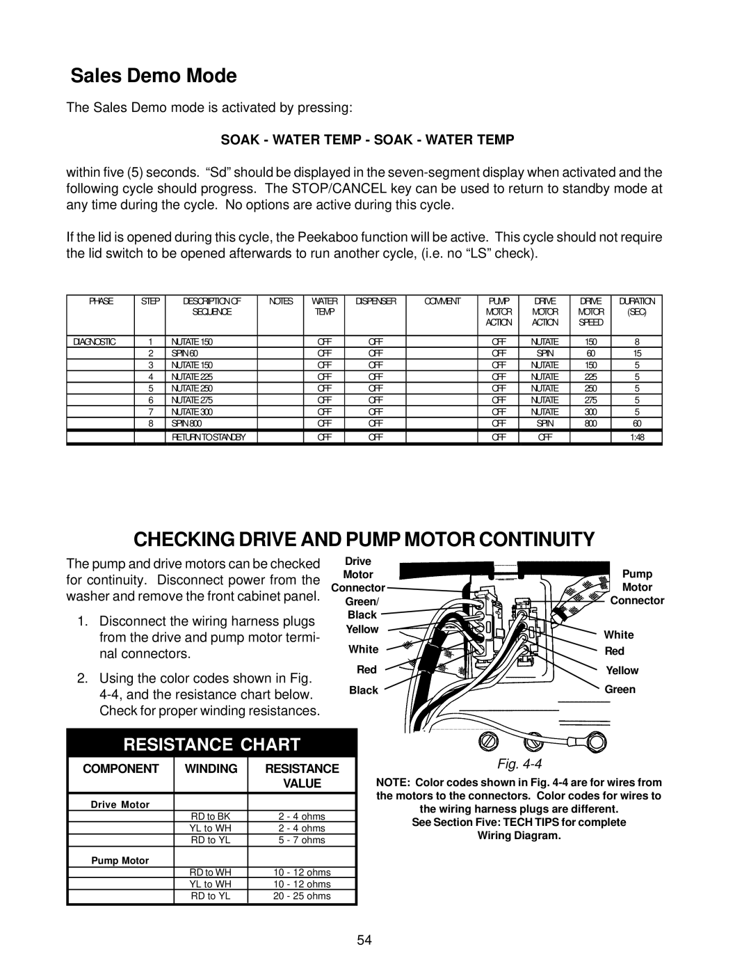 Whirlpool GVW9959K-0 manual Sales Demo Mode, Checking Drive and Pump Motor Continuity 