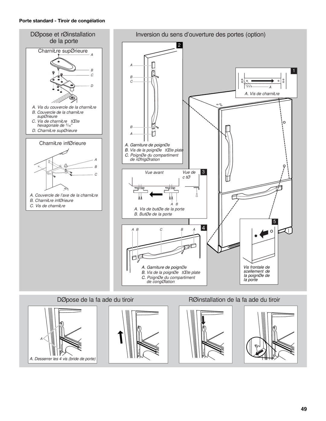 Whirlpool GX2FHDXVB, GX5FHTXVB, GX5FHDXVY, GX5FHTXVY, GX5FHTXVQ, GX5FHDXVB, GX2FHDXVY Porte standard Tiroir de congélation 