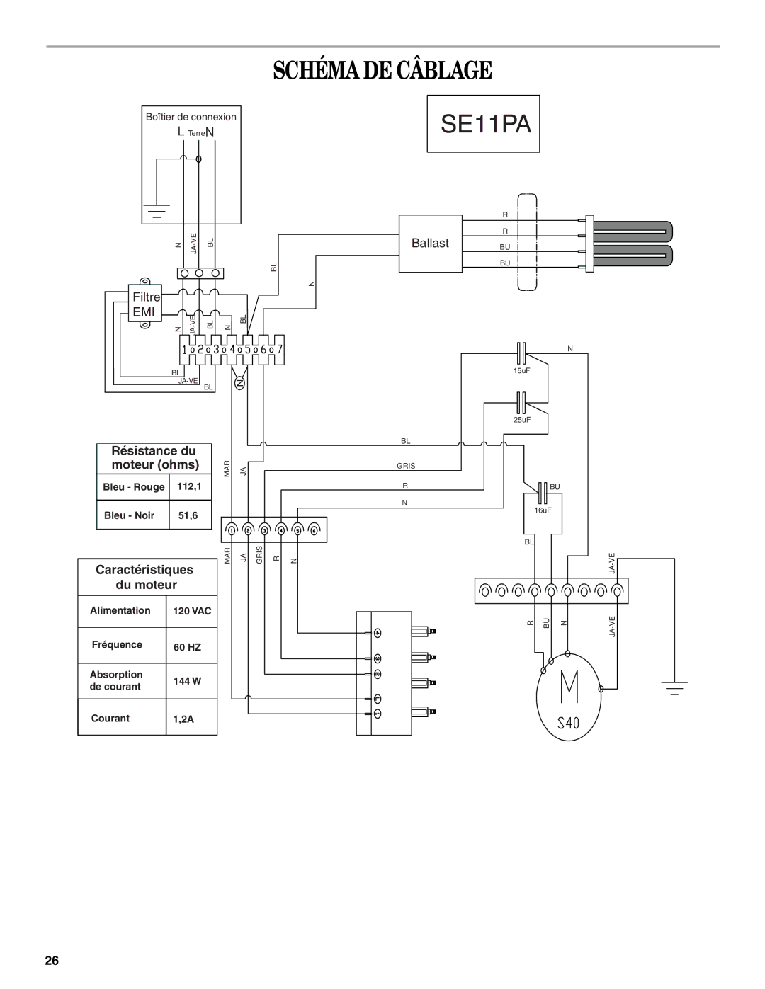 Whirlpool GXW7336DXS, GXW7330DXS installation instructions Schéma DE Câblage 