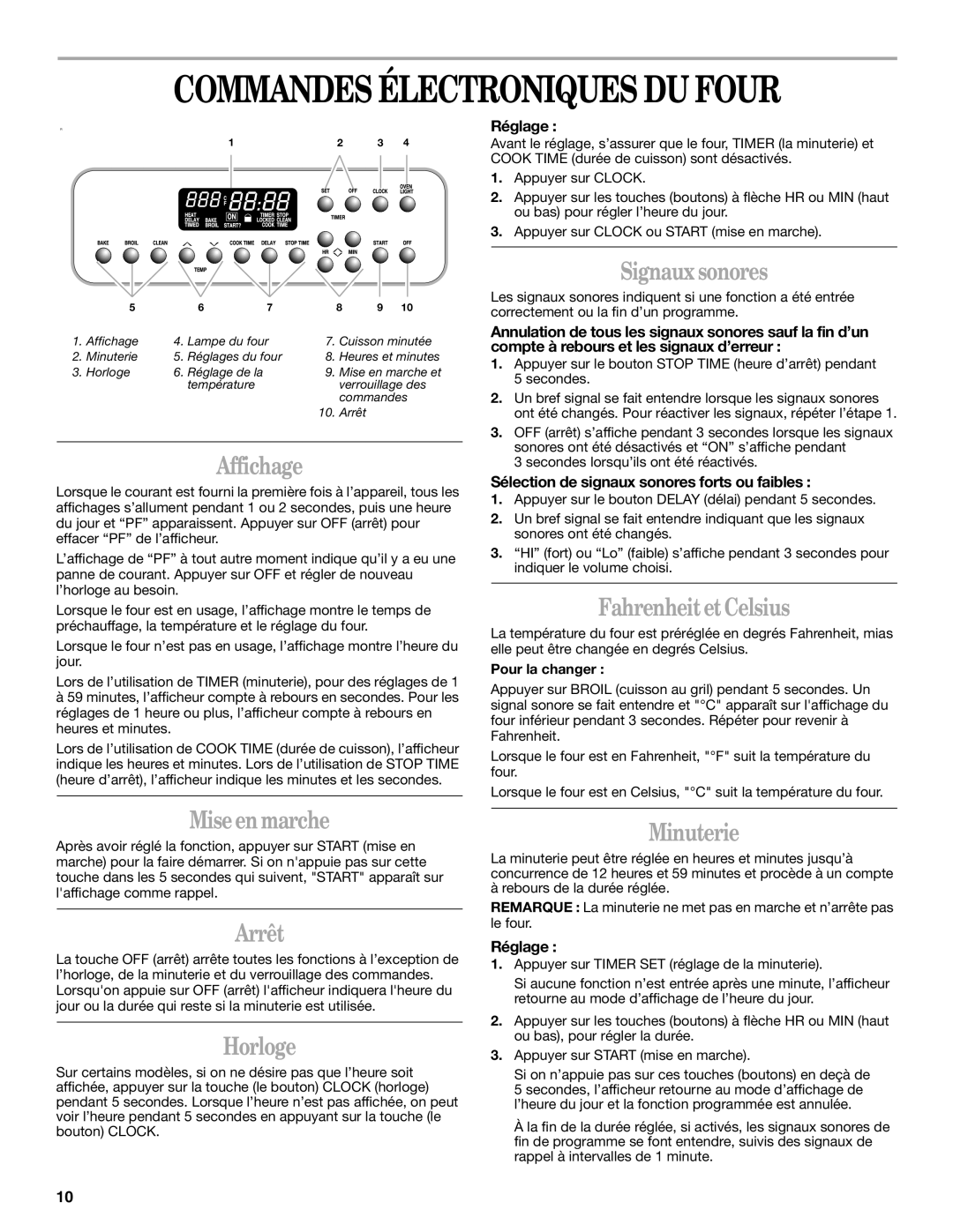 Whirlpool GY395LXGB0 manual Commandes Électroniques DU Four 