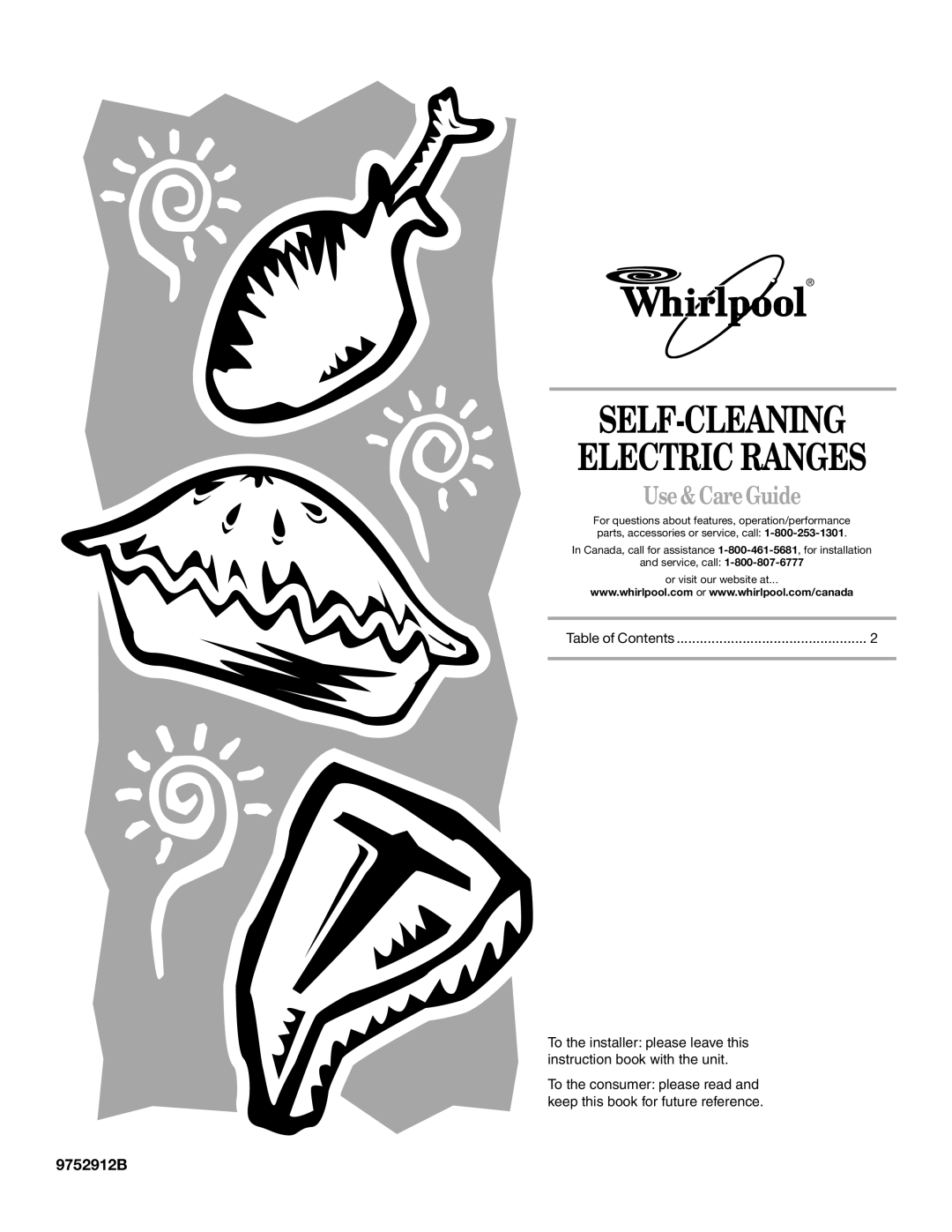 Whirlpool GY395LXGB0 manual Self-Cleaning Electric Ranges, Use & Care Guide, 9752912B 