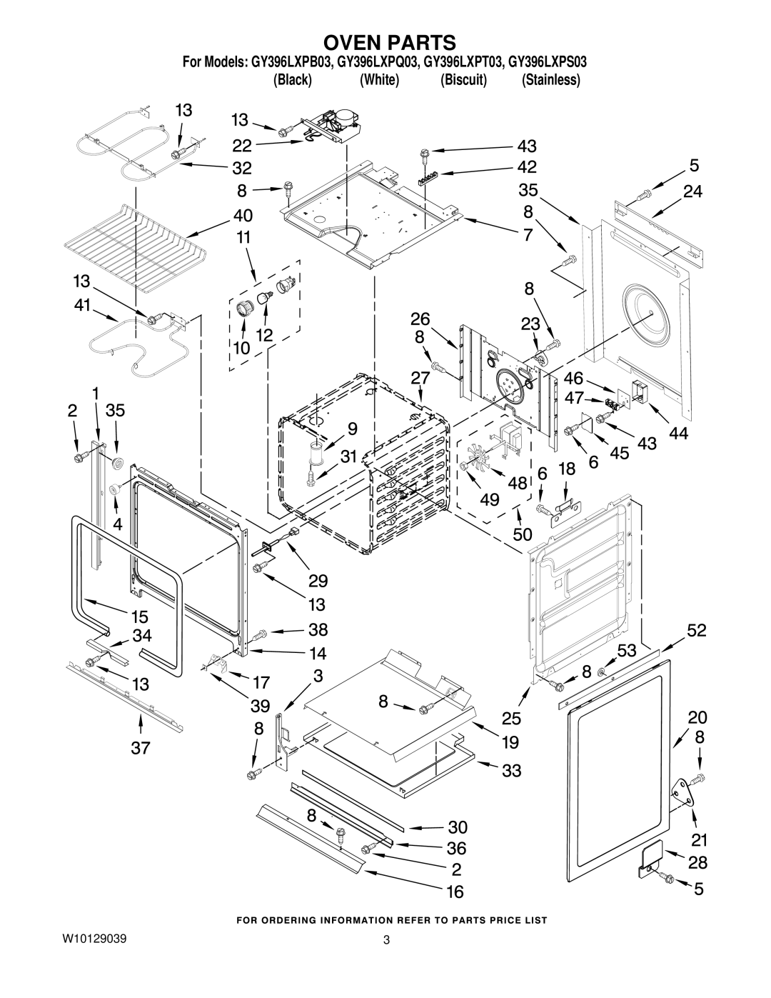 Whirlpool GY398LXPB03, GY398LXPQ03, GY398LXPS03 manual Oven Parts 