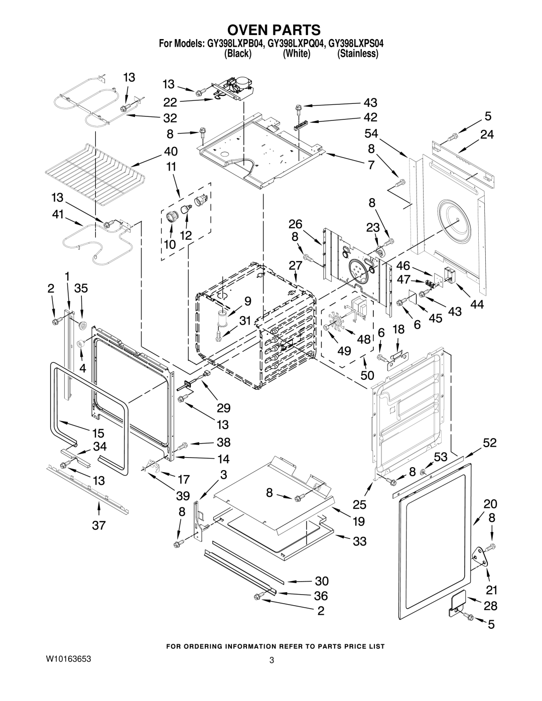 Whirlpool GY398LXPQ04, GY398LXPB04, GY398LXPS04 manual Oven Parts 