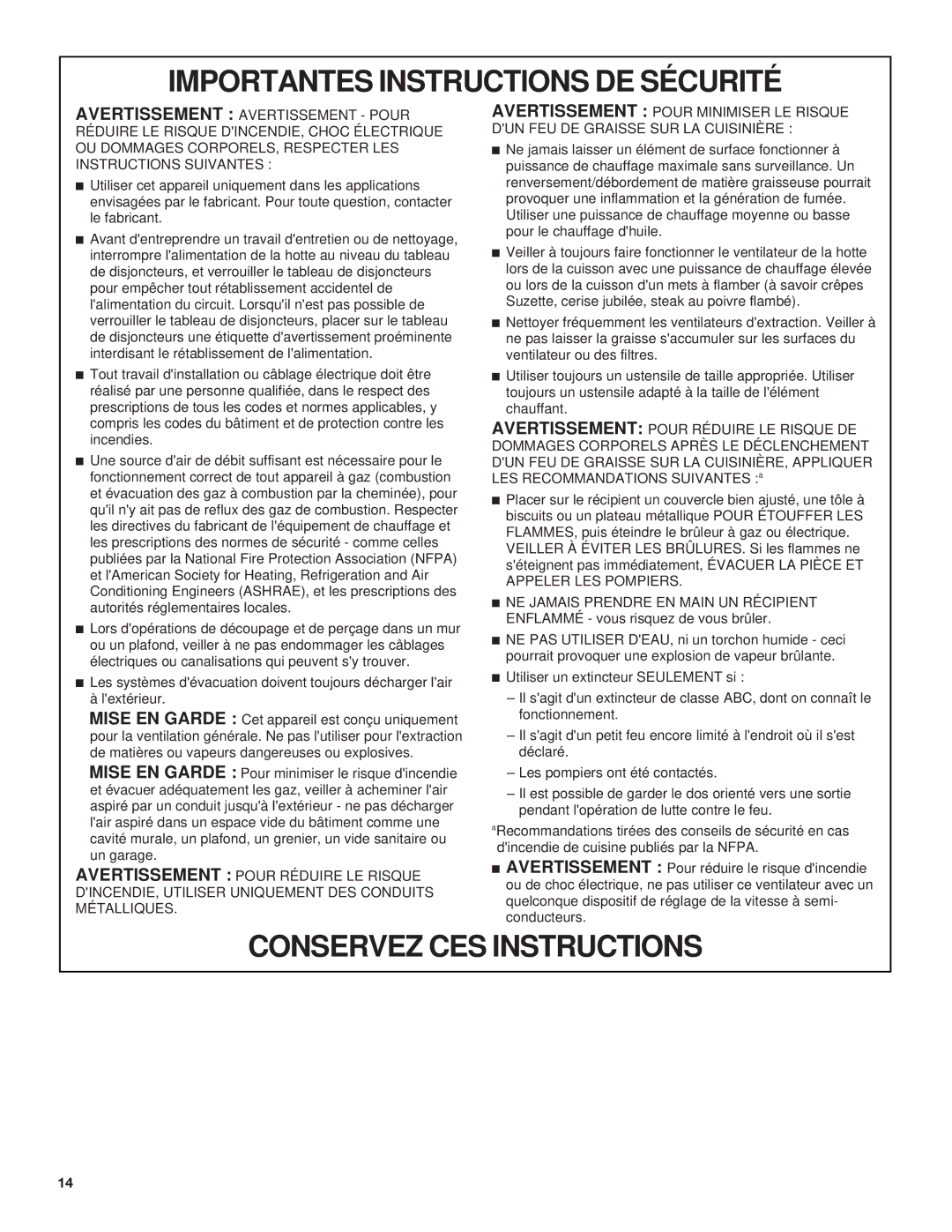 Whirlpool GZ5730XR, GZ5736XR installation instructions Conservez CES Instructions 