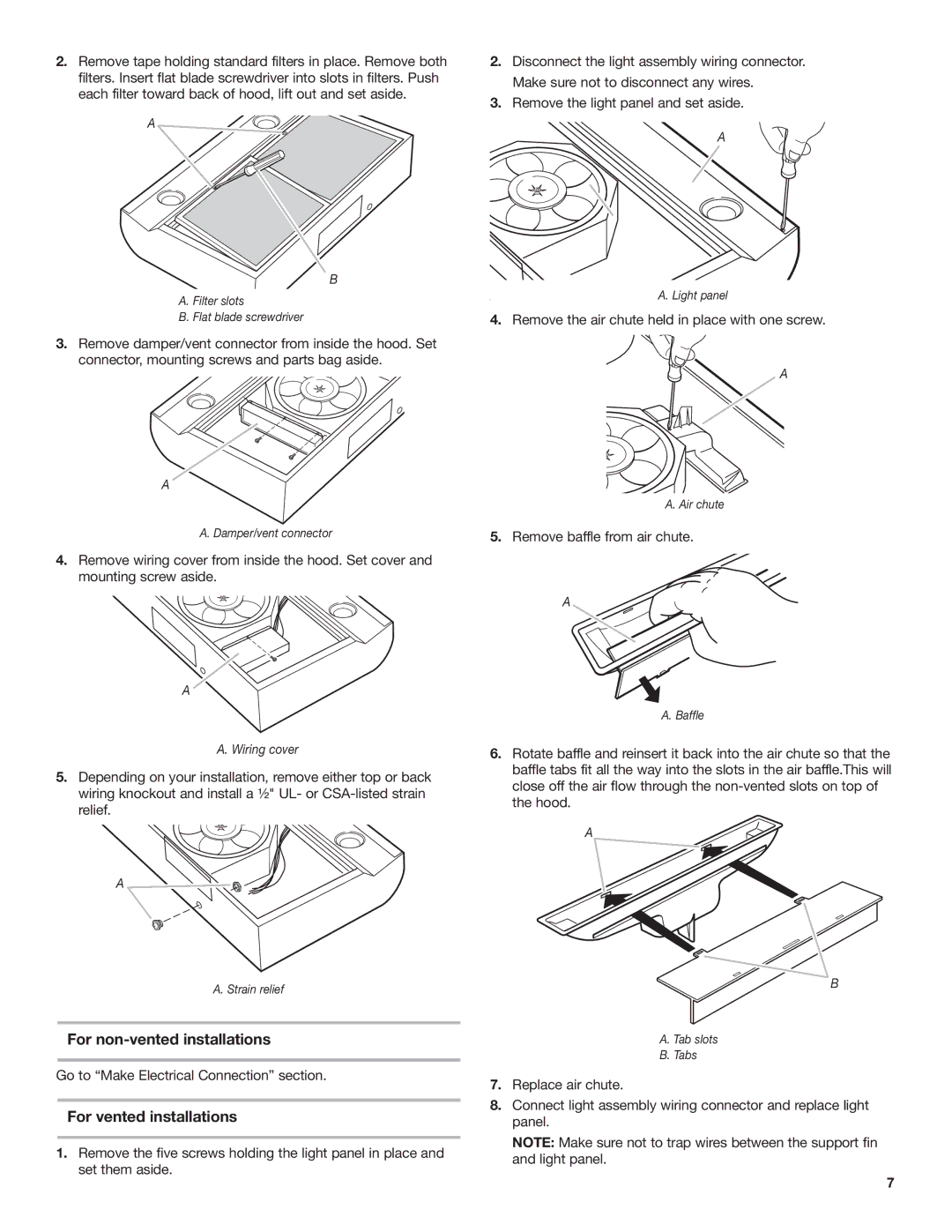 Whirlpool GZ5736XR, GZ5730XR installation instructions For non-vented installations, For vented installations 