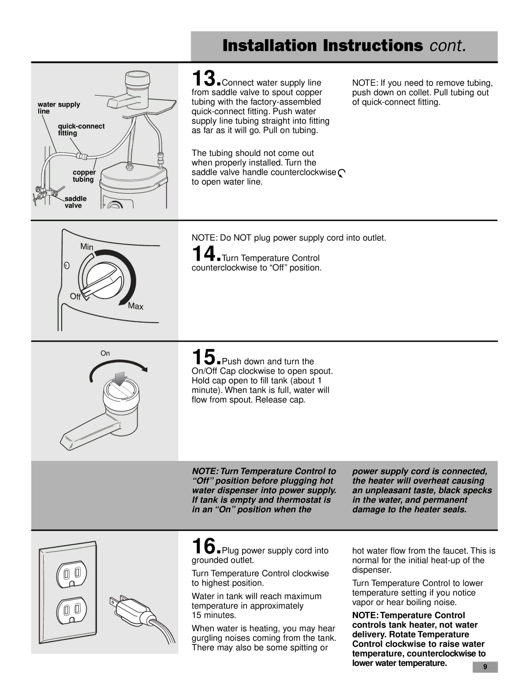 Whirlpool HD1000XSC7 installation instructions Lower water temperature 