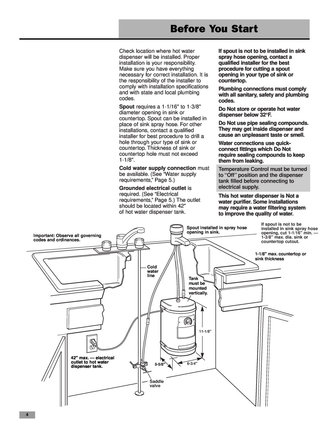 Whirlpool HD1000XSC7 installation instructions Before You Start 