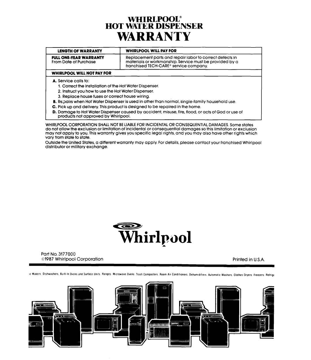 Whirlpool HDIOOOXS manual Whirlpool 