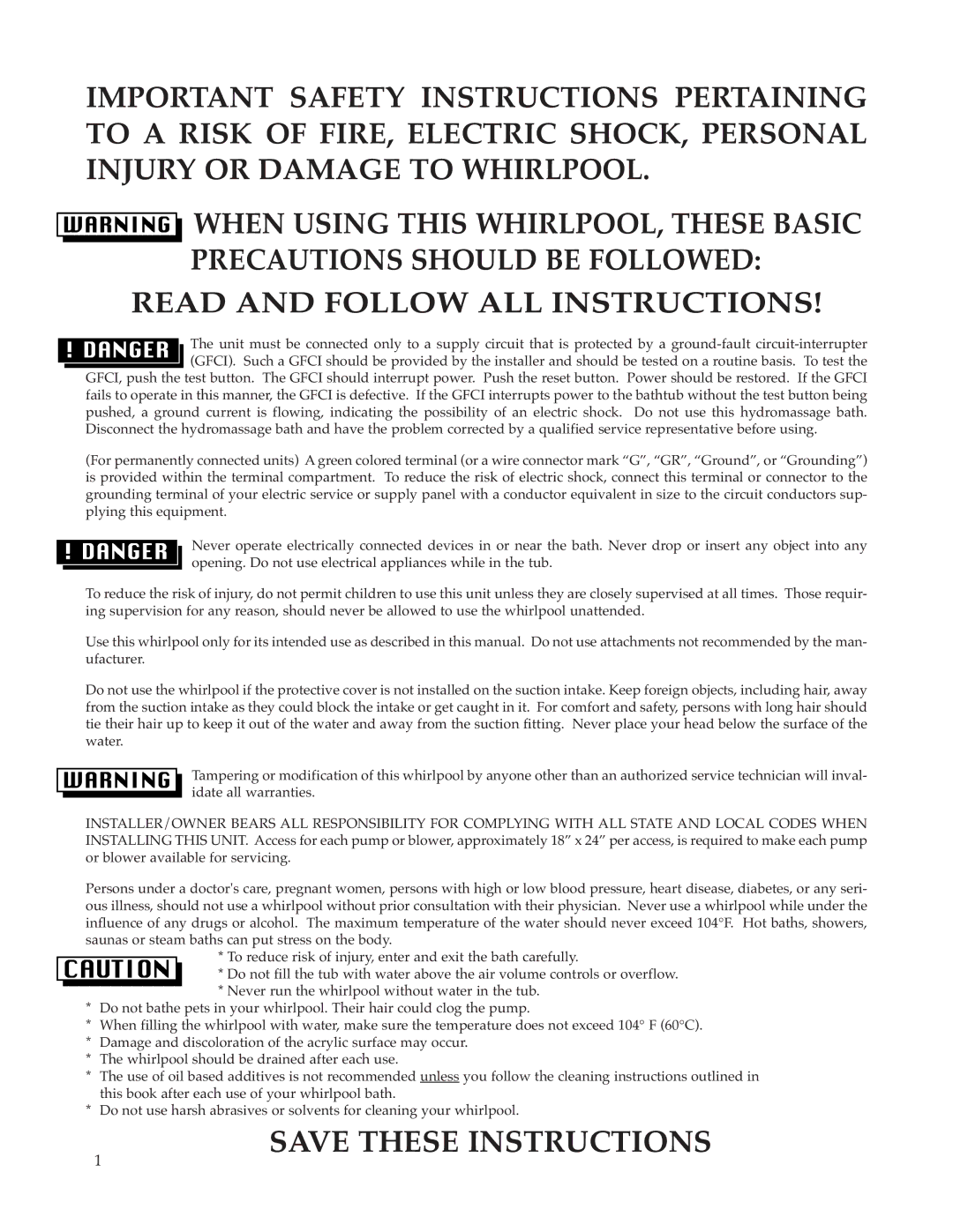 Whirlpool Hot Tub owner manual 