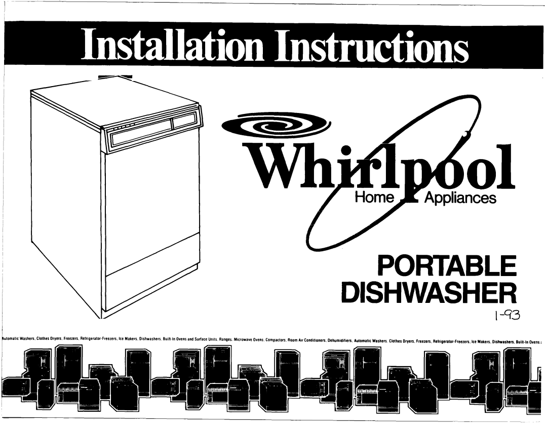 Whirlpool I-43 manual I -4’3, Pomable Dishwasher, Dehumldiliers, AuIomaIic Washers Clothes Dryers, Relrigentor.Frcezen 