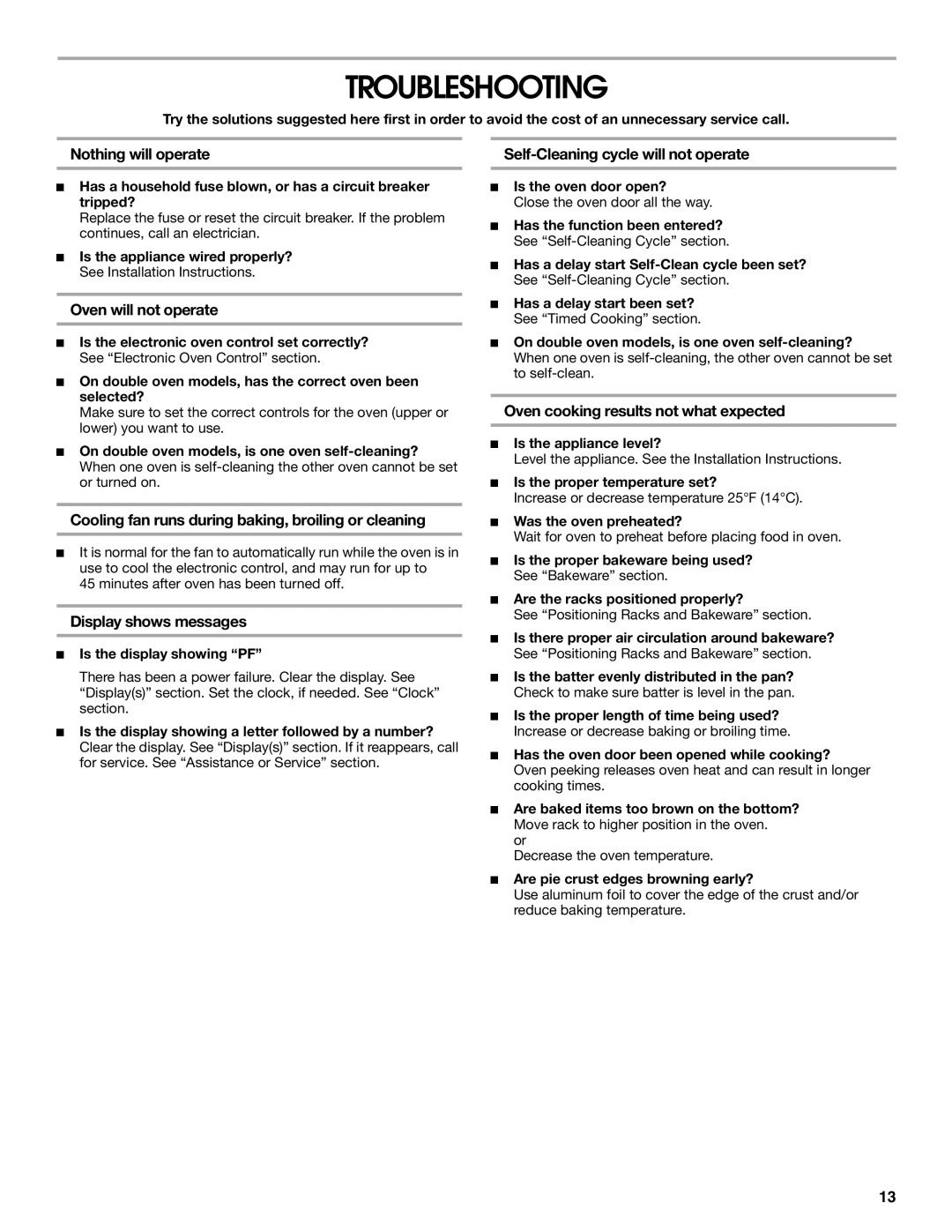 Whirlpool IBS330P, IBD550P manual Troubleshooting 