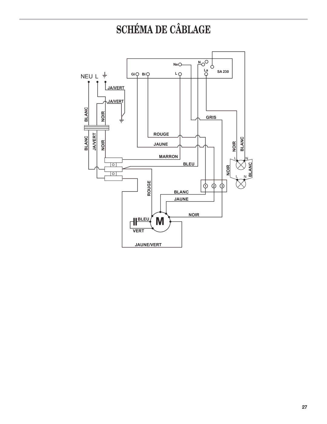 Whirlpool IH7302RS0 installation instructions Schéma DE Câblage, Neu L 