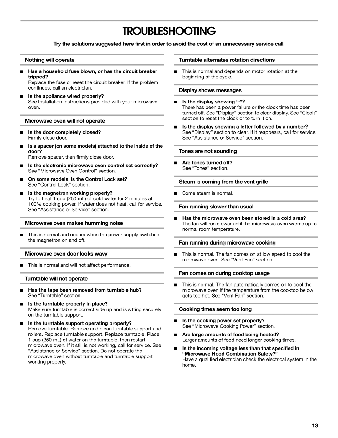 Whirlpool IMH16XS manual Troubleshooting 