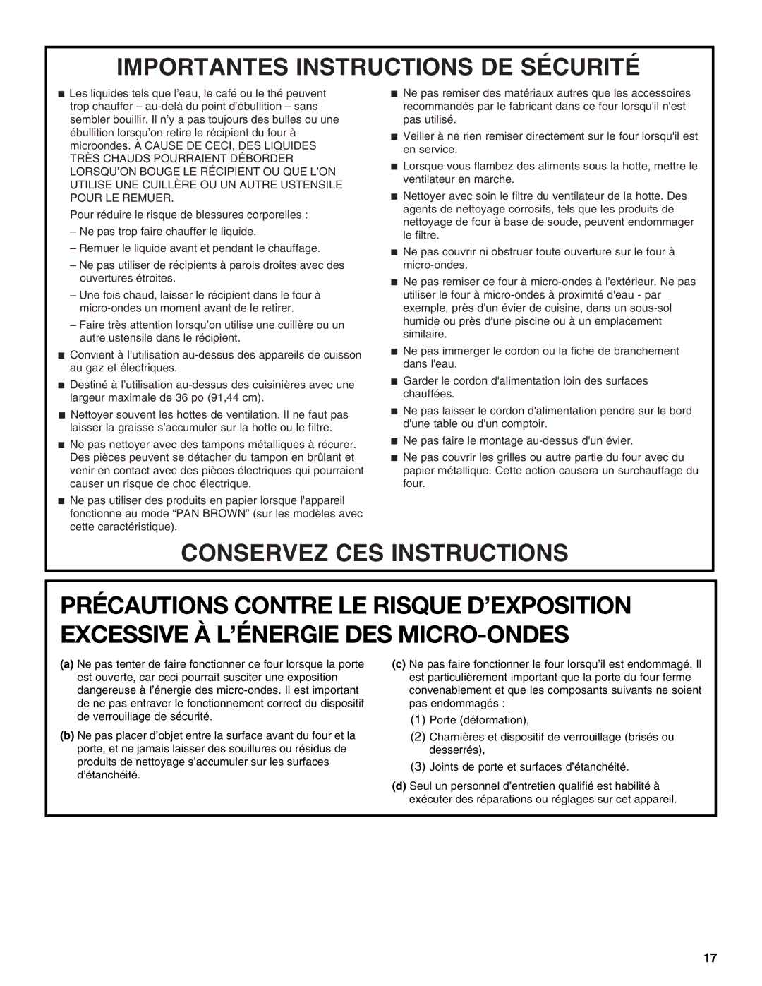 Whirlpool IMH16XS manual Importantes Instructions DE Sécurité 