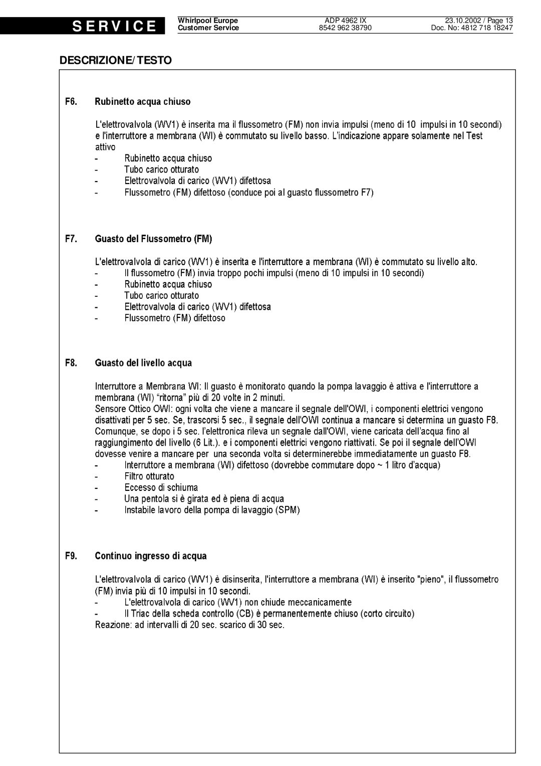 Whirlpool 4962, IX service manual R V I C E 