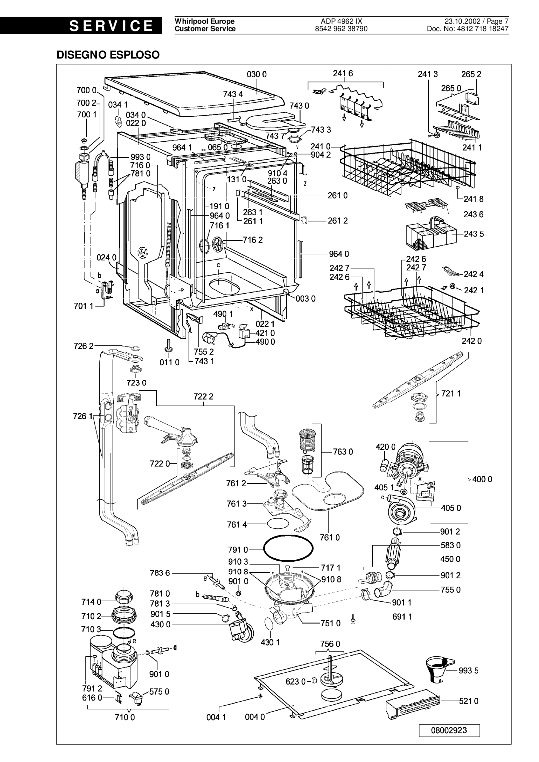 Whirlpool 4962, IX service manual Disegno Esploso 