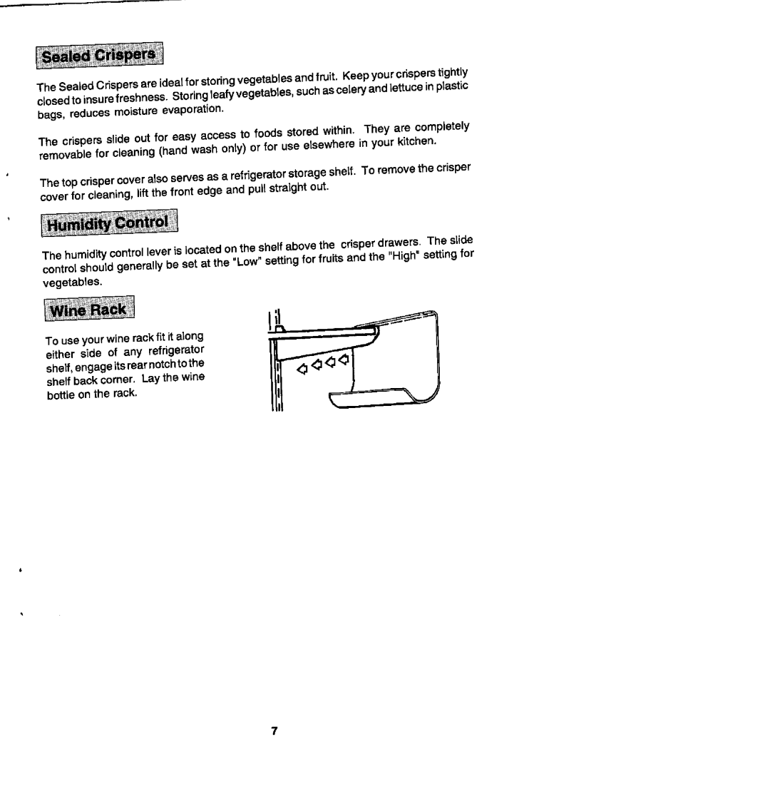 Whirlpool JRSD209A manual Shelf back corner. Lay the win bottle on the rack 