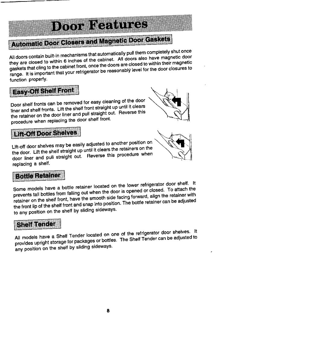Whirlpool JRSD209A manual procedure when replacing the door shelf front 