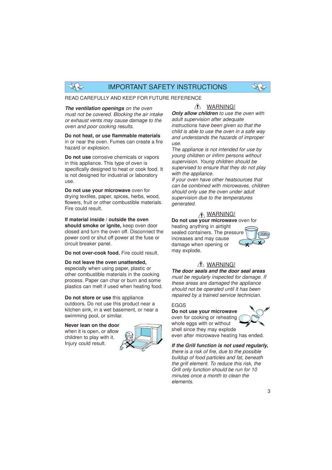 Whirlpool JT 359 manual Important Safety Instructions 