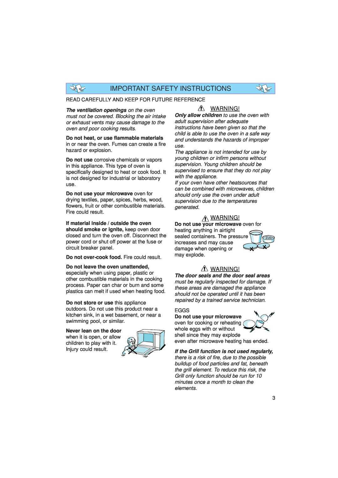 Whirlpool JT 359 manual Important Safety Instructions 