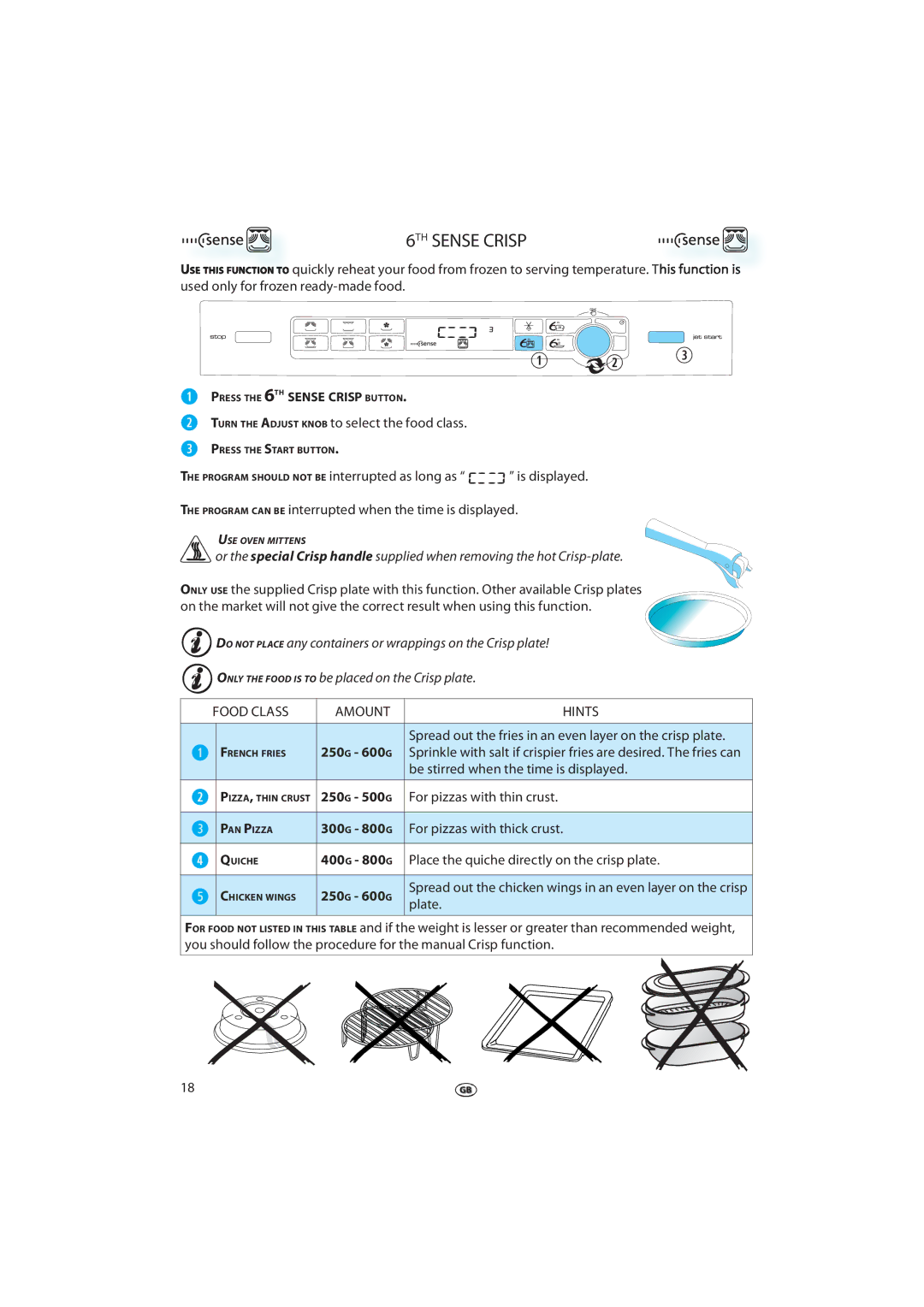 Whirlpool JT 369 manual 6TH Sense Crisp, Food Class Amount 