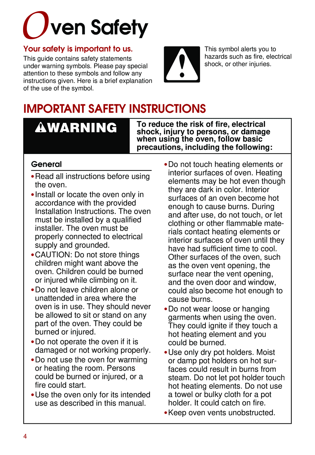 Whirlpool KEBS177D, KEBS247D, KEBS278D, KEBS277D, KEBS208D, KEBS107D, KEBS147D Ven Safety, Your safety is important to us 