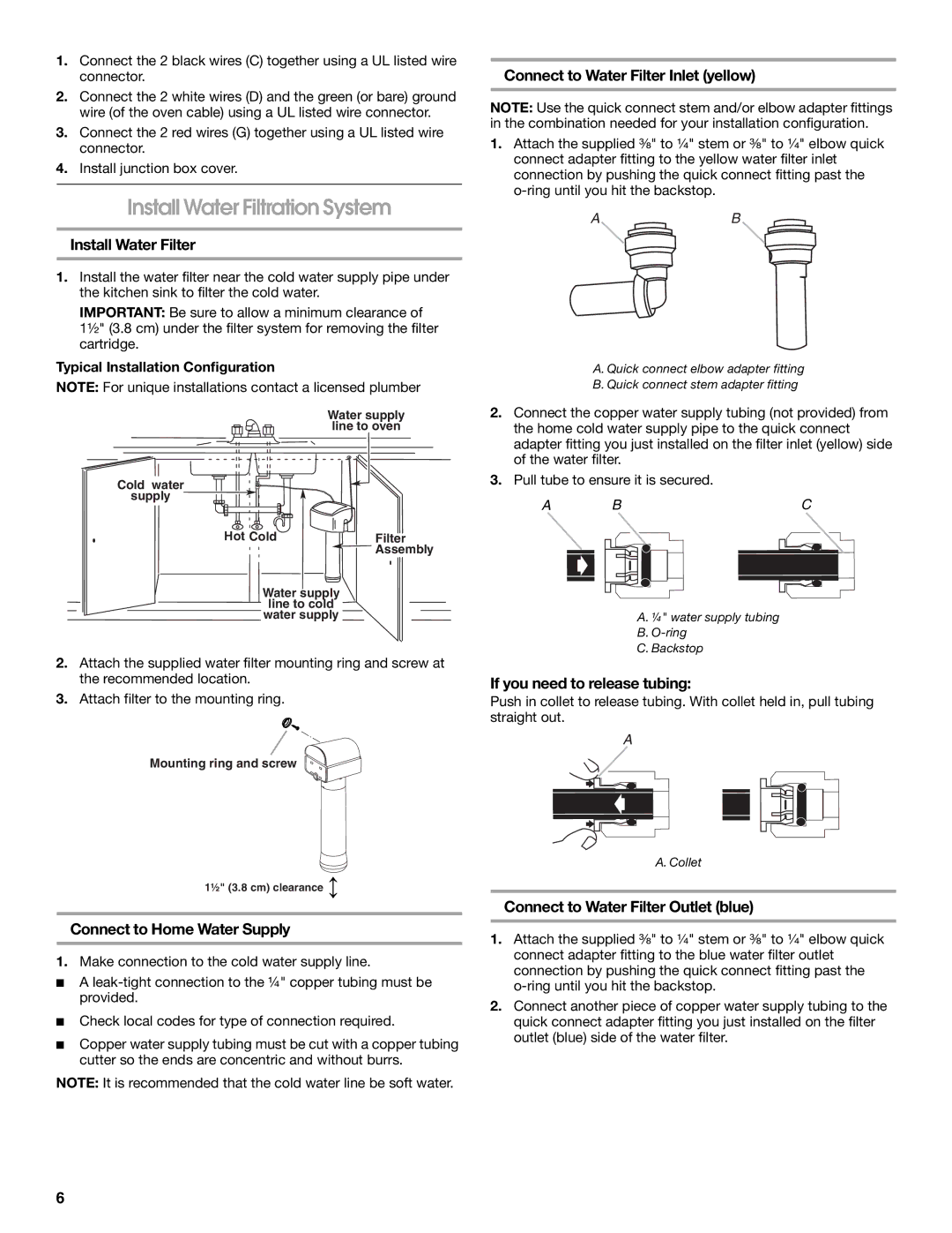 Whirlpool KEHU309SSS Install Water Filtration System, Install Water Filter Connect to Water Filter Inlet yellow 