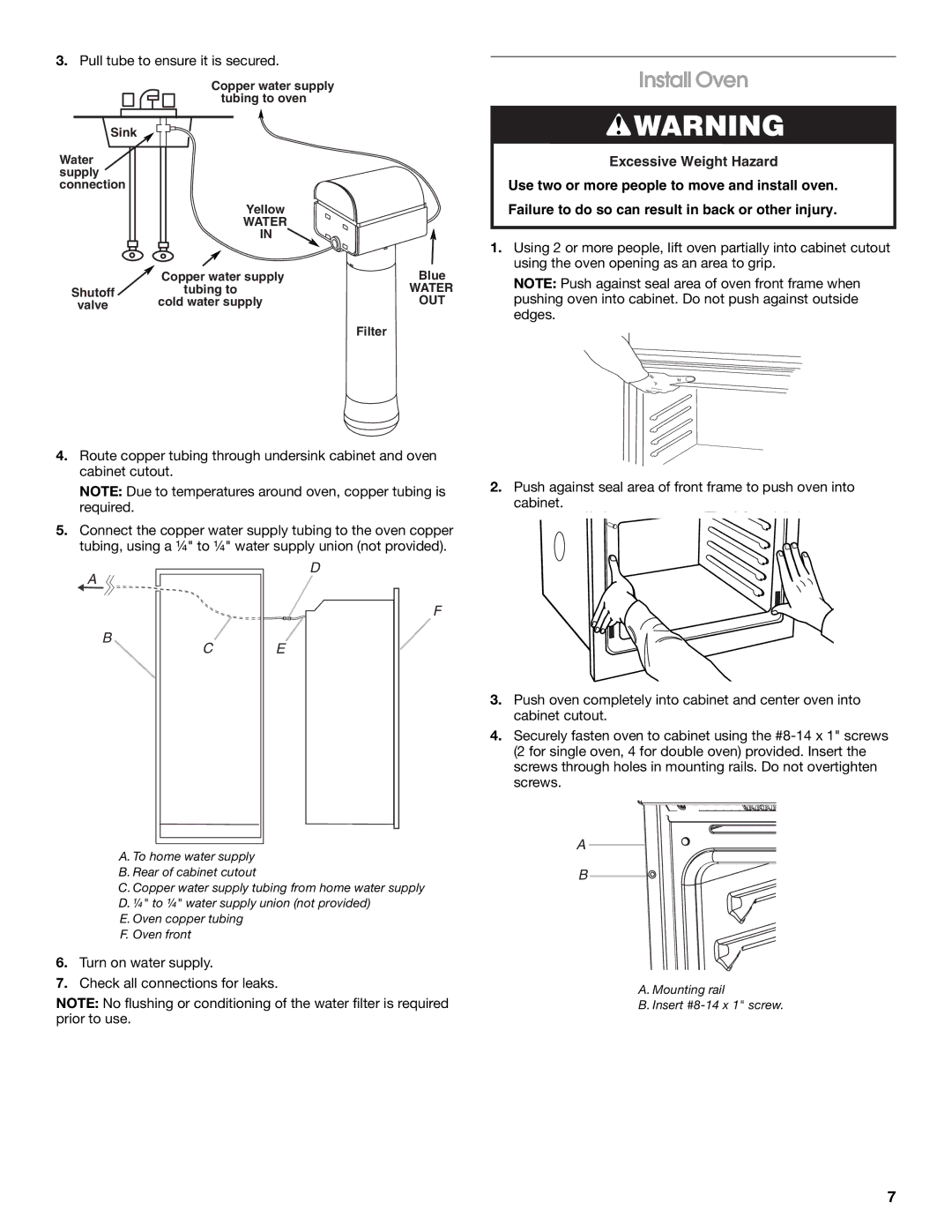 Whirlpool KEHU309SSS installation instructions Install Oven 