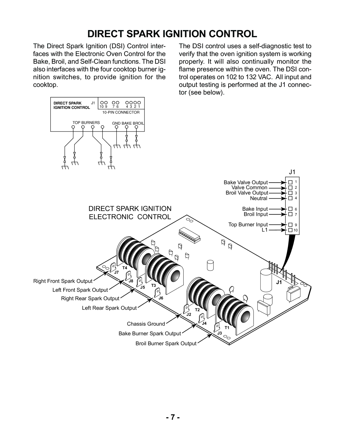 Whirlpool KR-28 manual Direct Spark Ignition Control, Direct Spark Ignition Electronic Control 