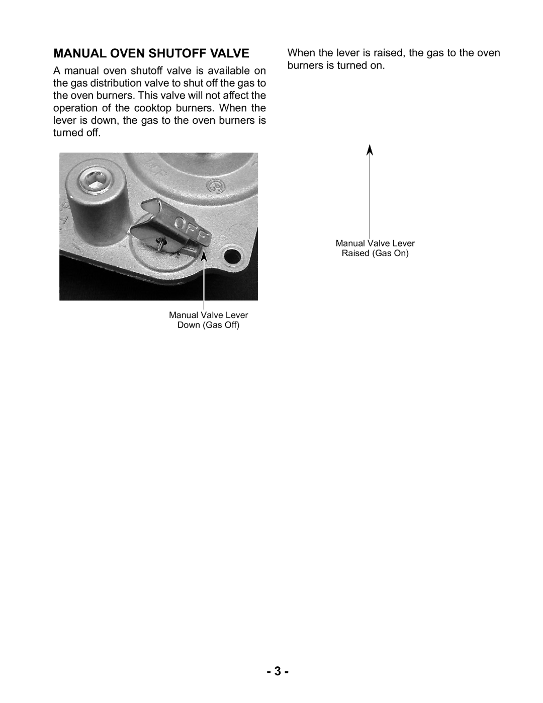 Whirlpool KR-28 manual Manual Oven Shutoff Valve 