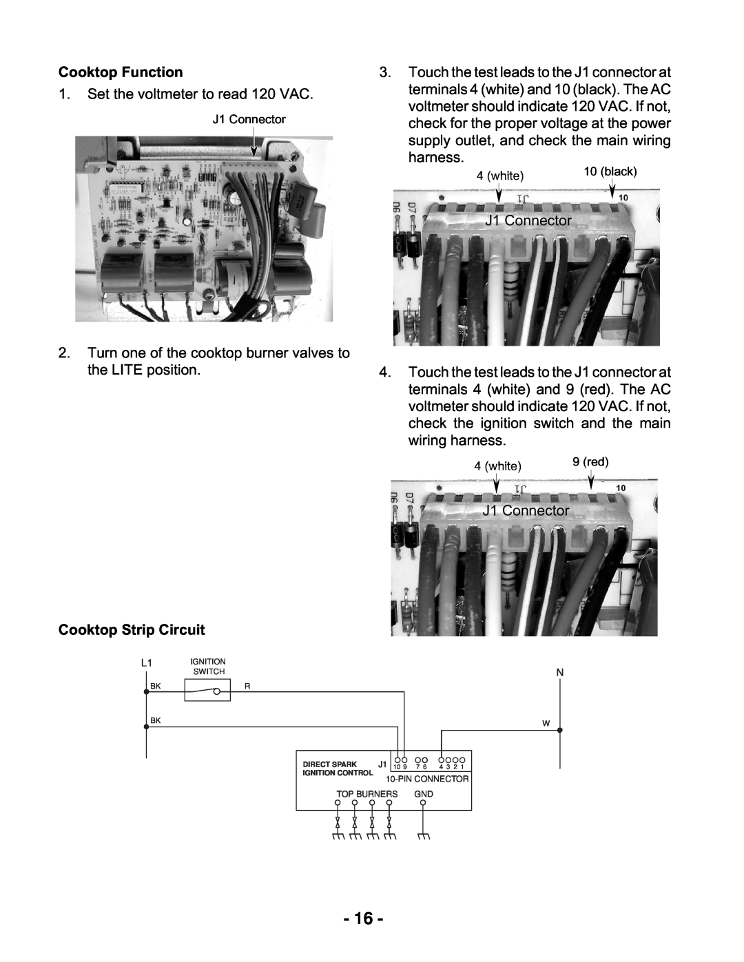 Whirlpool KR-28 manual Cooktop Function, Cooktop Strip Circuit, J1, 7 6 4 