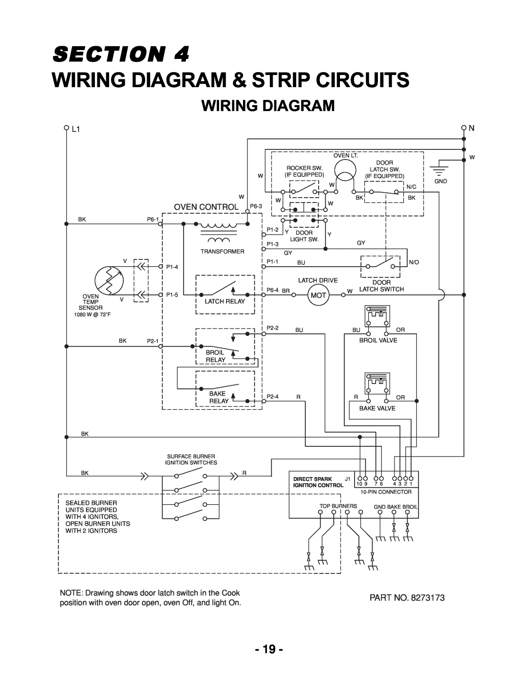 Whirlpool KR-28 manual Wiring Diagram & Strip Circuits, Section, Oven Control 
