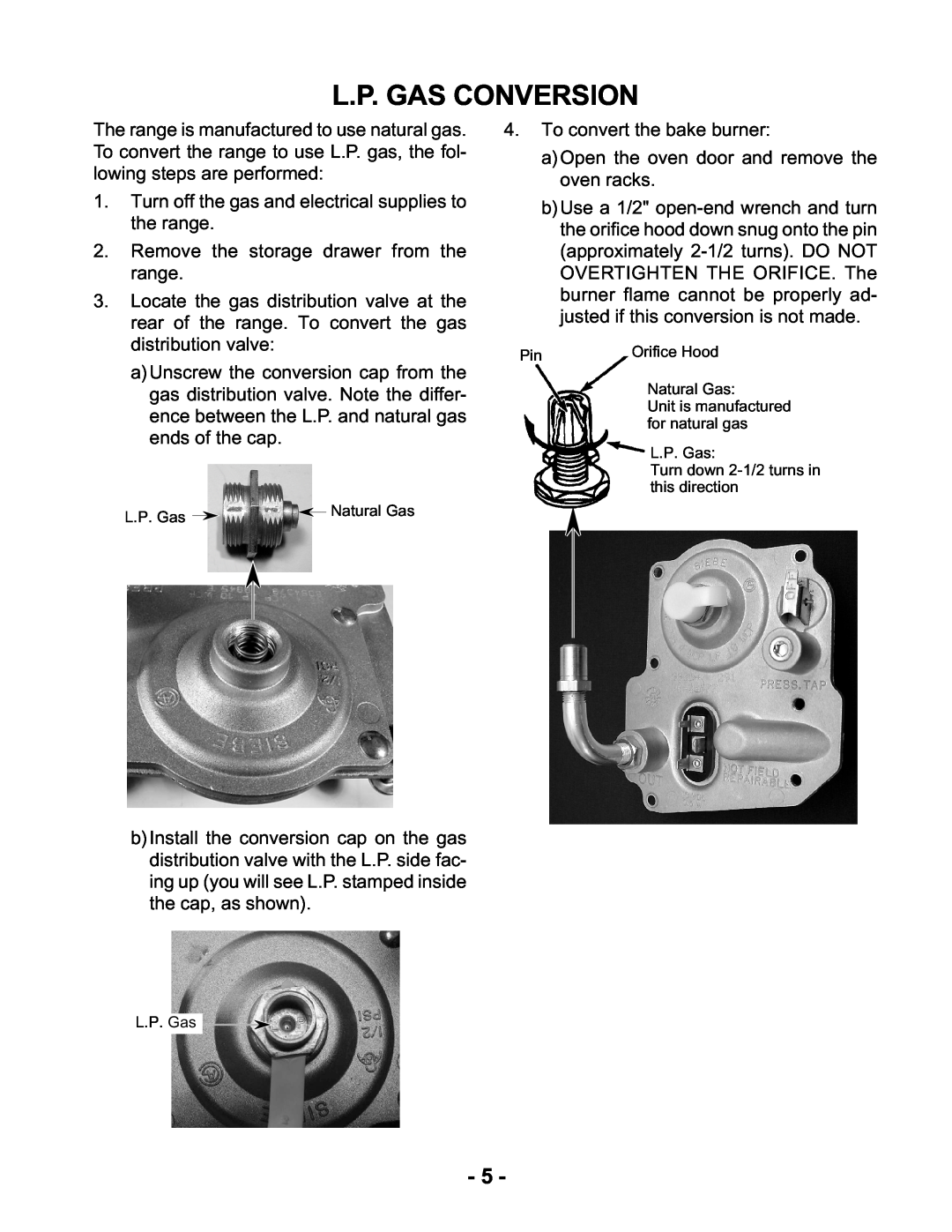 Whirlpool KR-28 manual L.P. Gas Conversion 