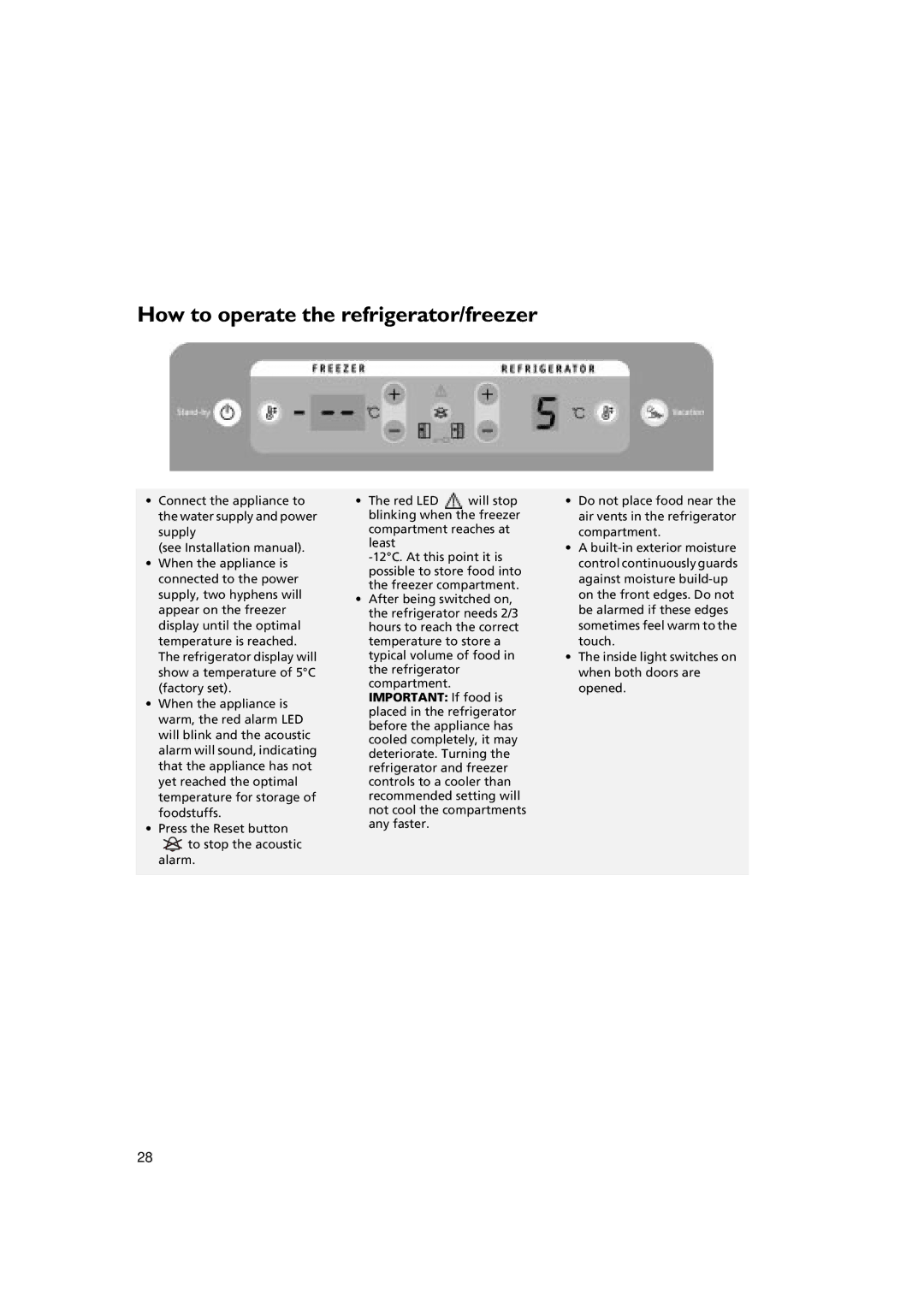 Whirlpool KSDN 5061/A manual How to operate the refrigerator/freezer 