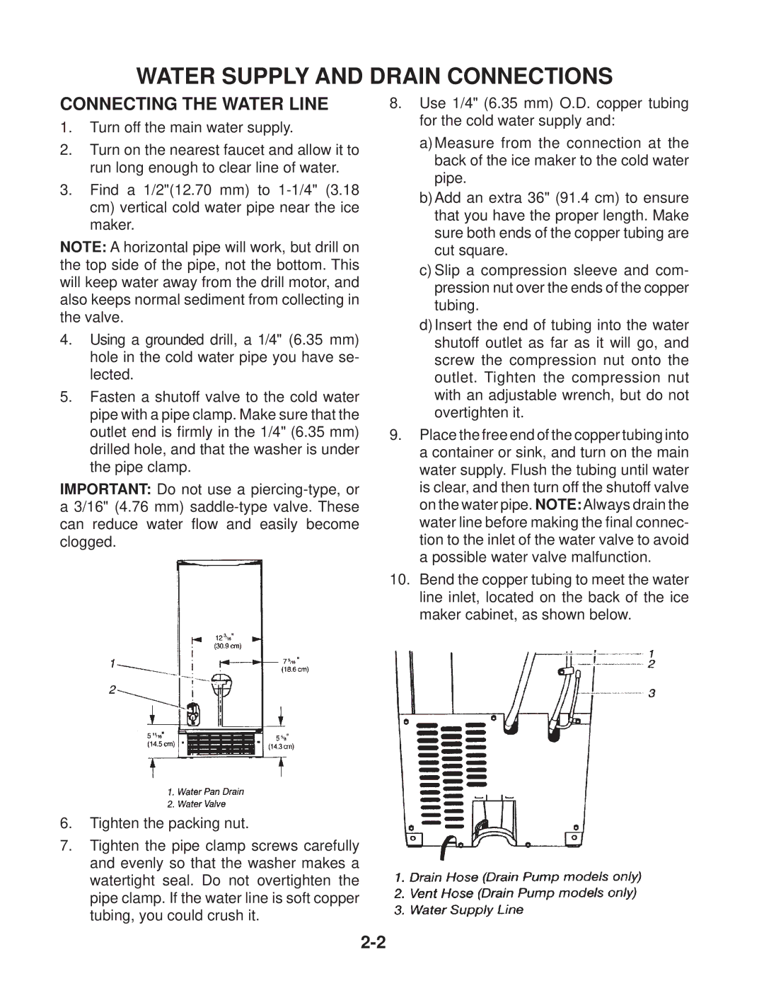 Whirlpool KUIA18PNL*11, KUIA18NNJ*11, KUIA15NRH*11 manual Water Supply and Drain Connections, Connecting the Water Line 