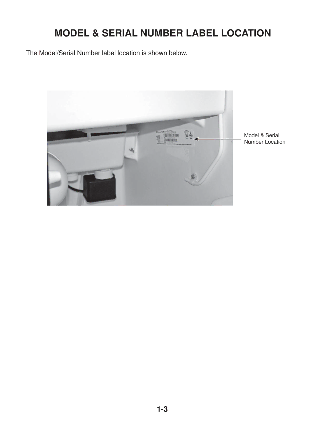 Whirlpool KUIA15NRH*11, KUIA18NNJ*11, KUIA15PRL*11, KUIA15NLH*11, KUIA18PNL*11 manual Model & Serial Number Label Location 