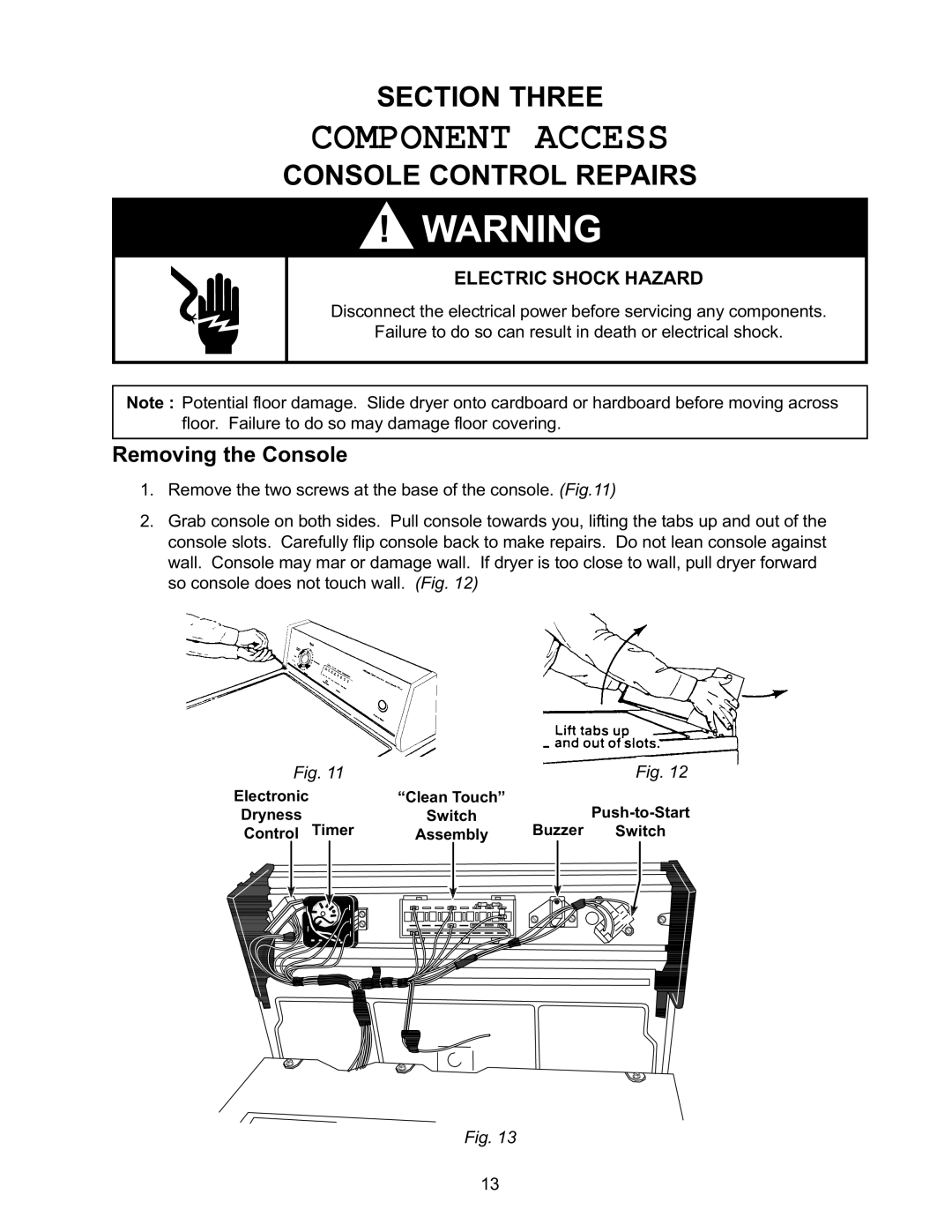 Whirlpool L-63 manual Section Three, Console Control Repairs, Removing the Console 