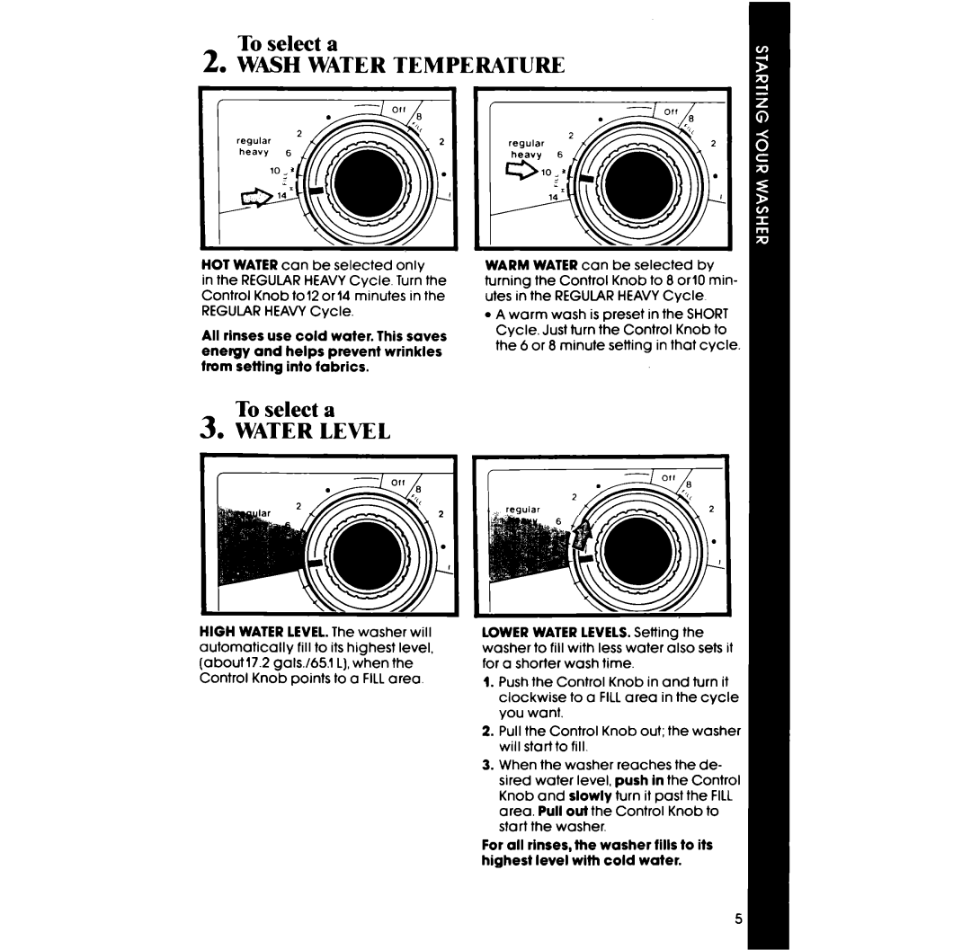 Whirlpool LA3300XP manual Wash Water Temperature 