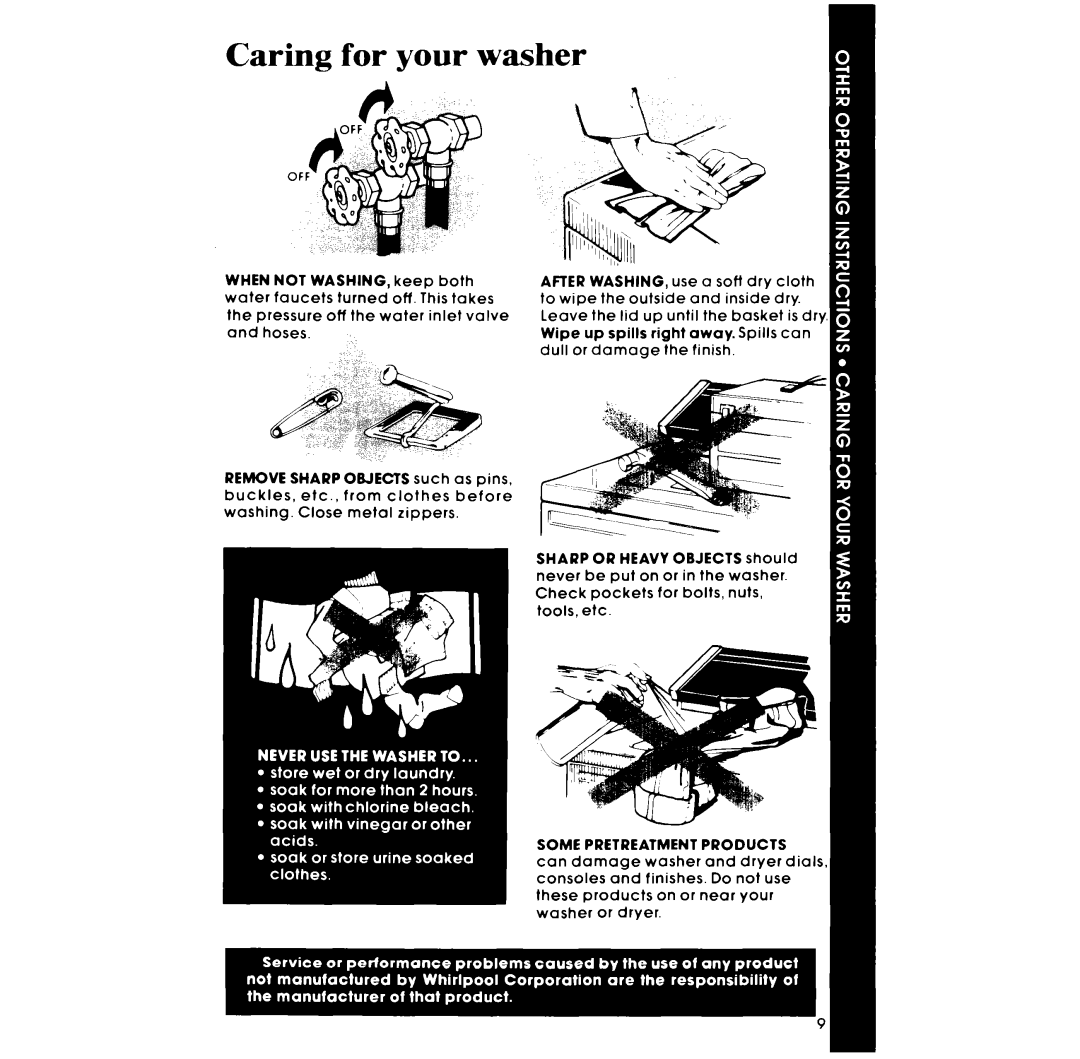 Whirlpool LA3300XP manual Caring for vour washer, Some Pretreatment Products 