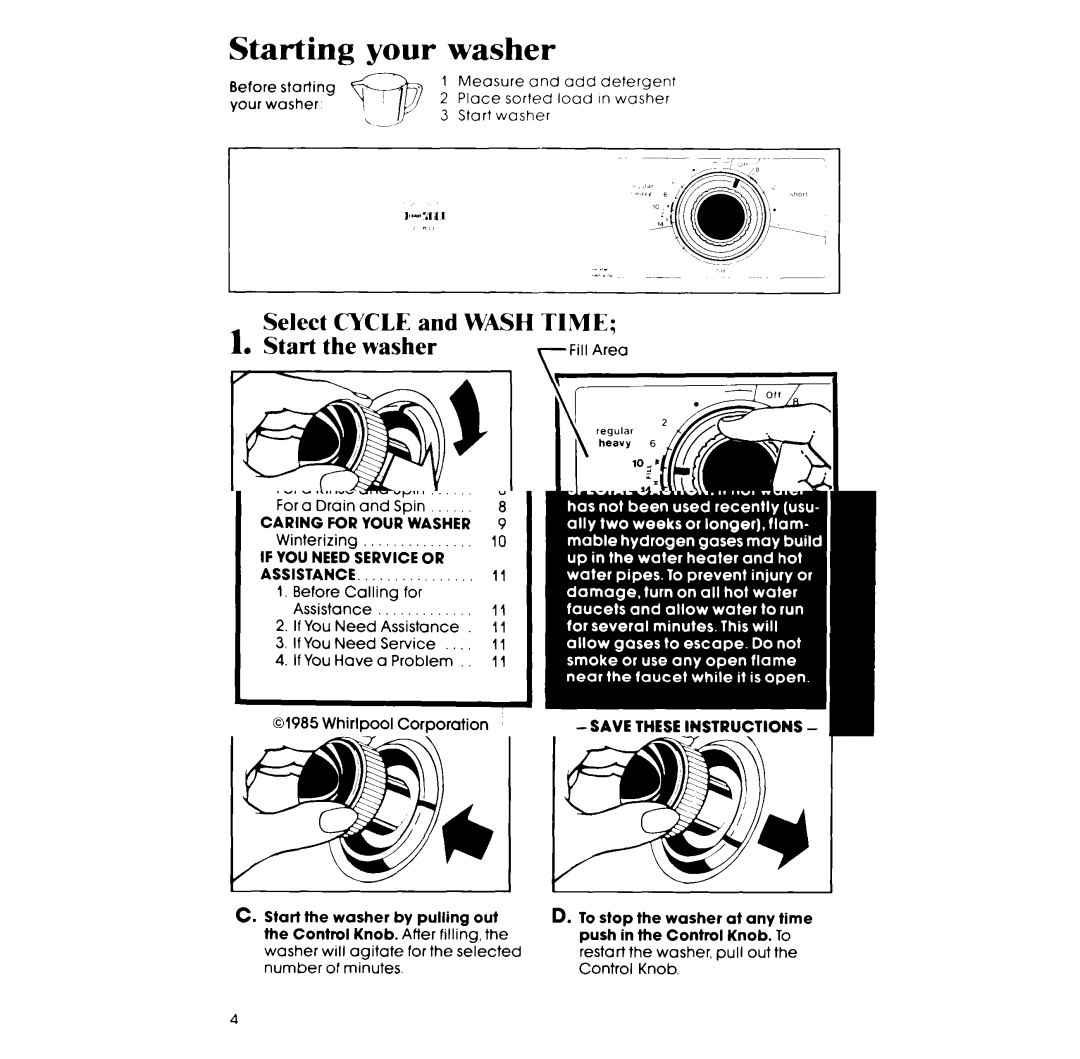 Whirlpool LA33OOXP manual Starting, Your washer 