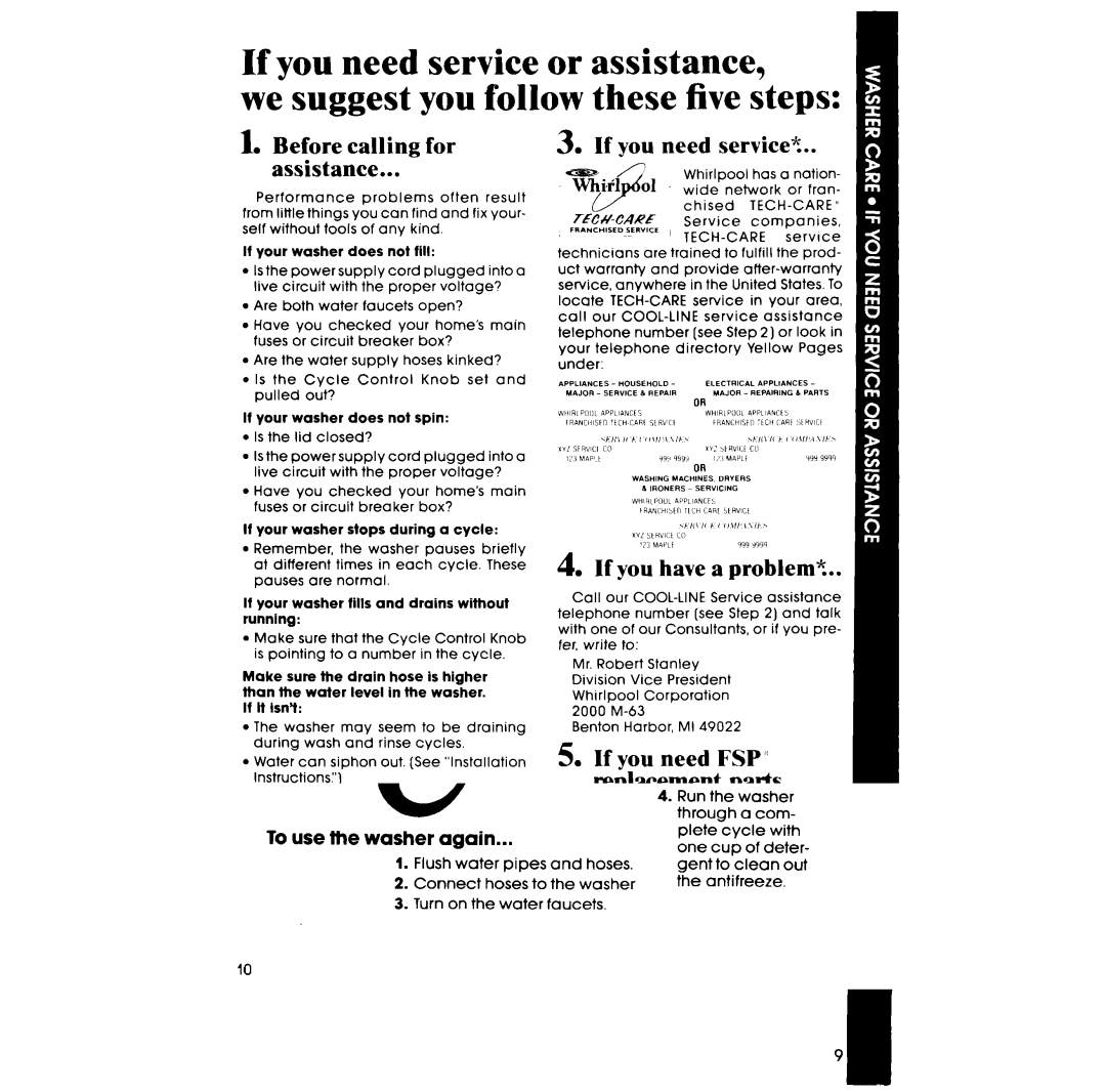 Whirlpool LA33ooxs manual Before calling for Assistance, If you need service?, If you need FSP replacement parts 