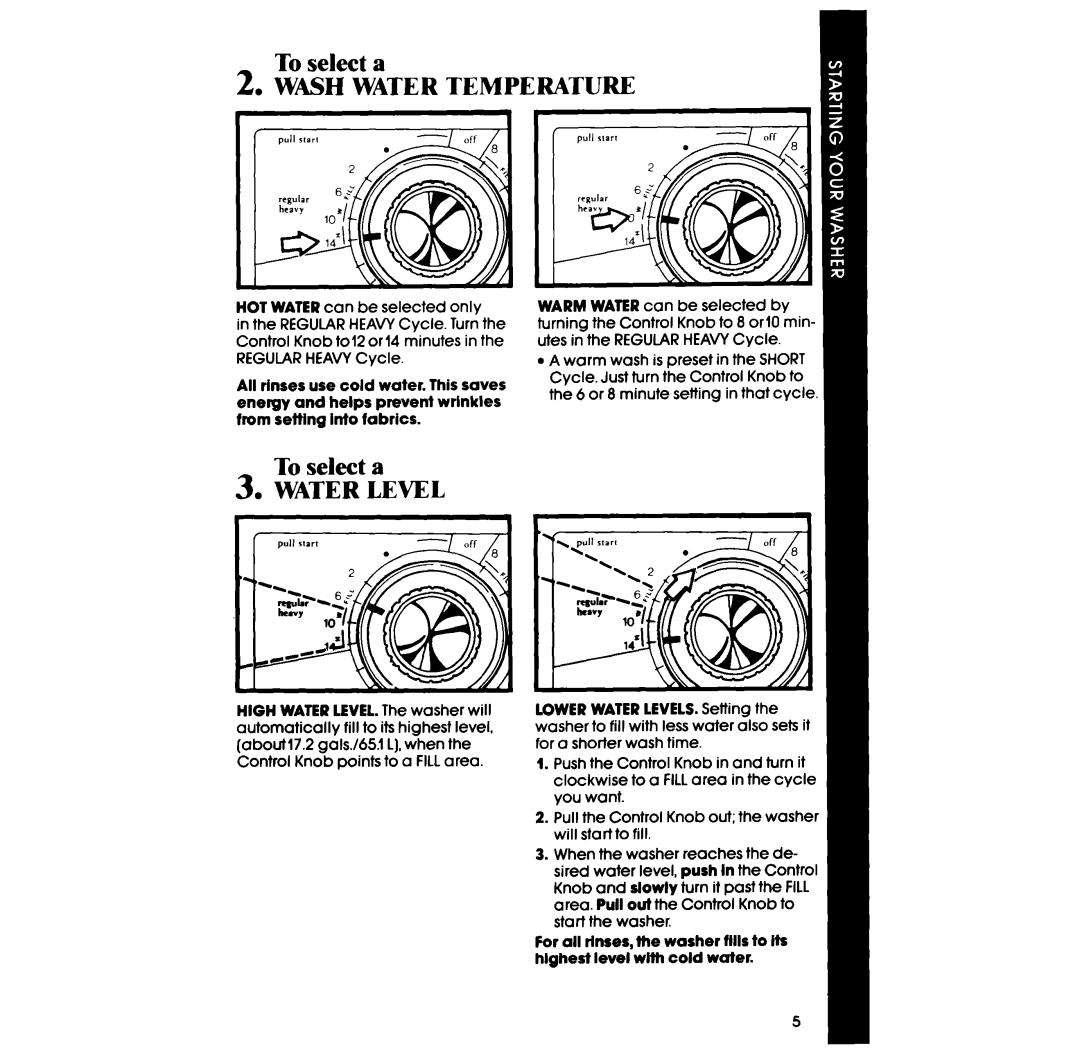 Whirlpool LA3400XP manual Wash Water Tempi Crature, Lx 