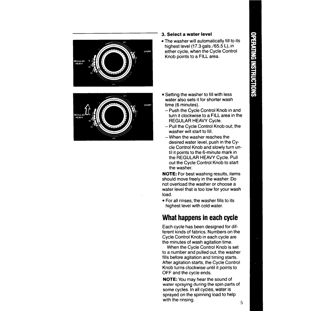 Whirlpool LA3400XT manual Whathappensin eachcycle 