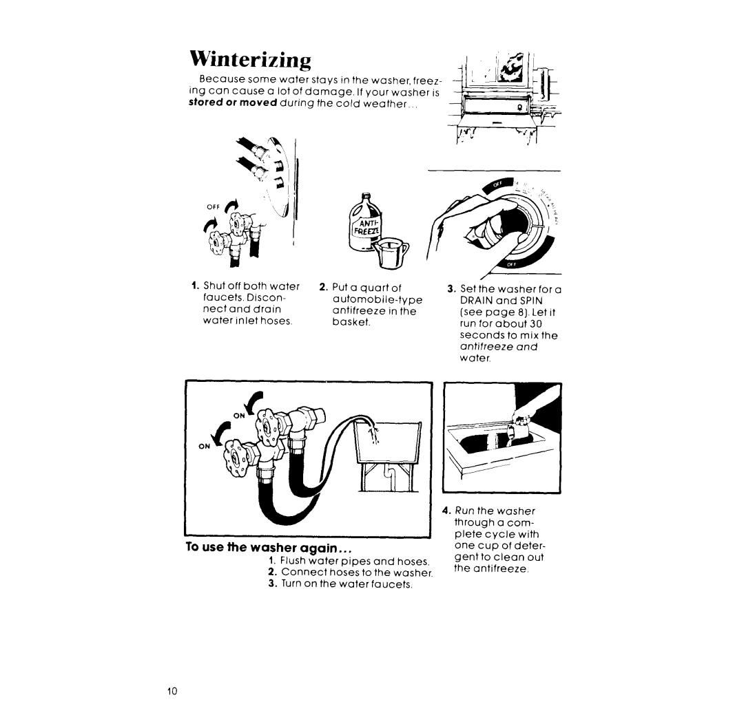 Whirlpool LA34OOXM manual Winterizing 