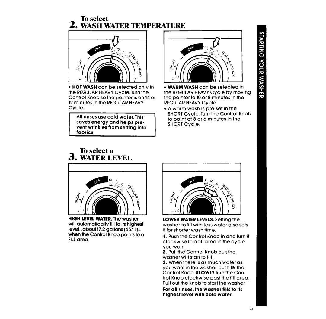 Whirlpool LA34OOXM manual To select a 