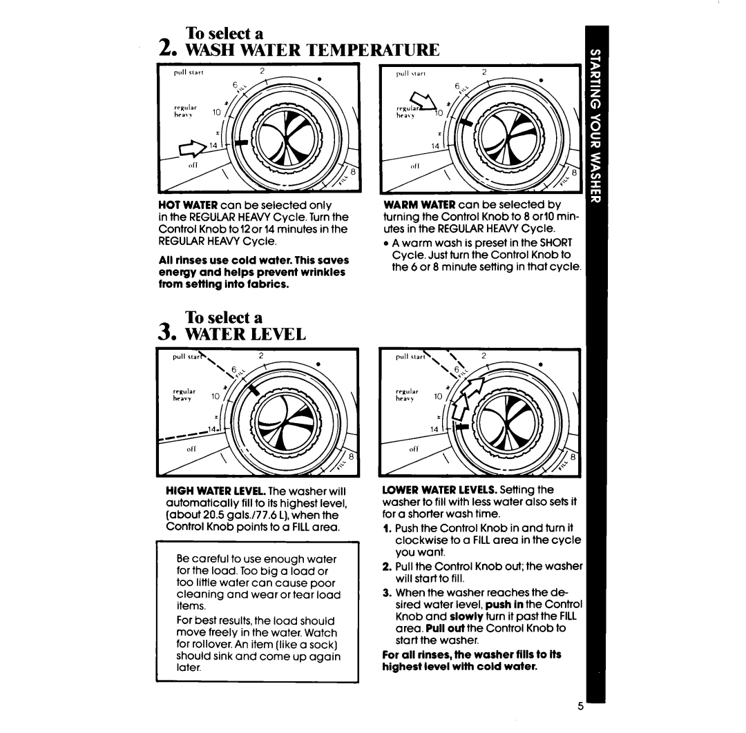 Whirlpool LA3800XP manual Wash Water Temperature, High 