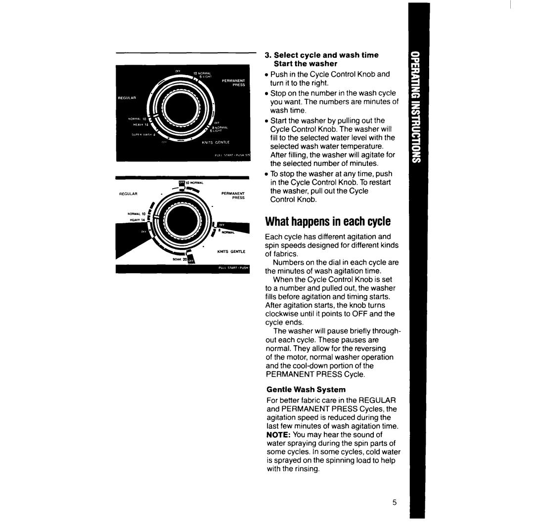 Whirlpool LA5200XT manual Whathappensin eachcycle 