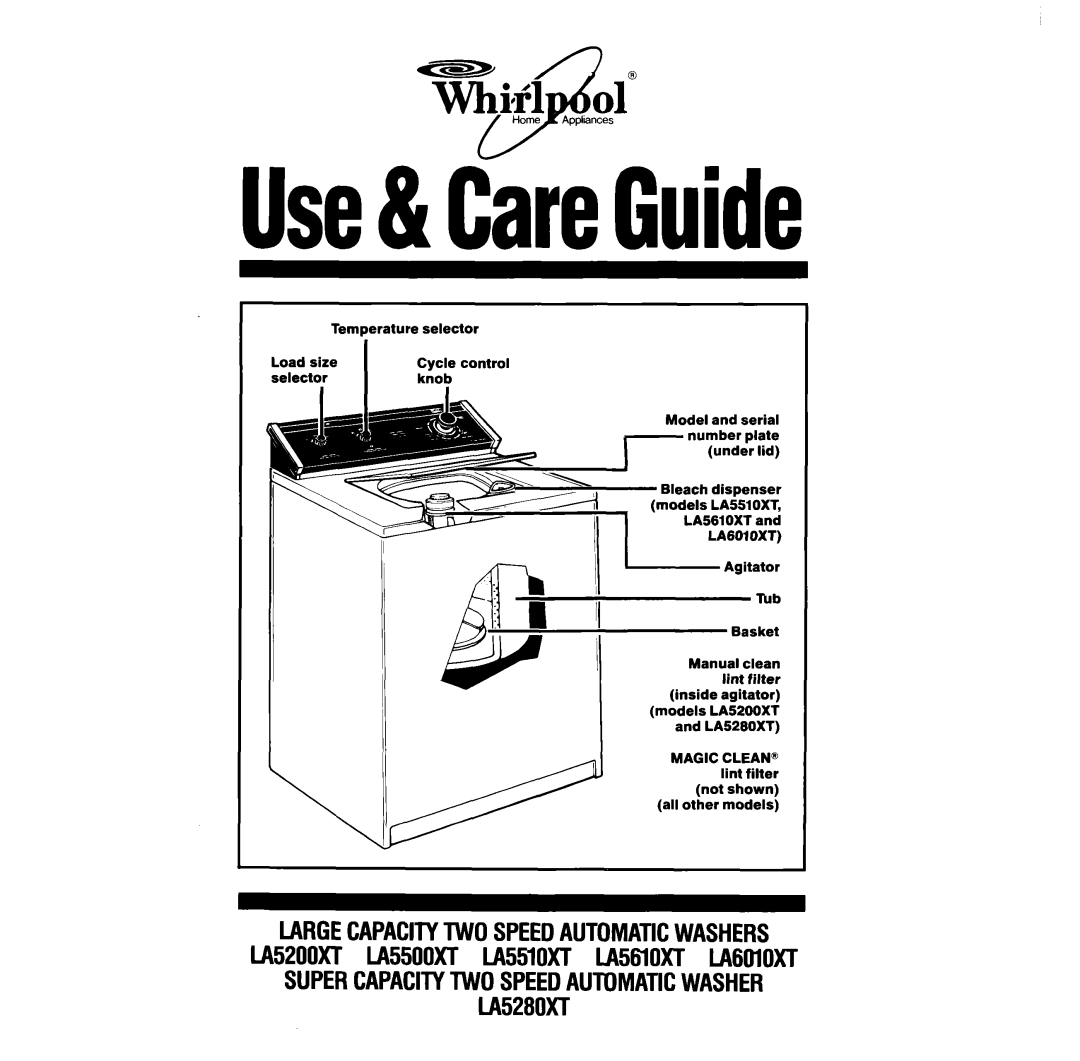 Whirlpool LA528OXT manual Use&CareGuide 