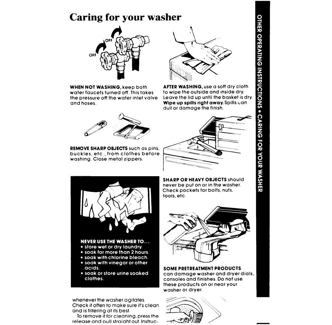 Whirlpool LA531OXP manual Caring for your washer, Some Pretreatment Products 